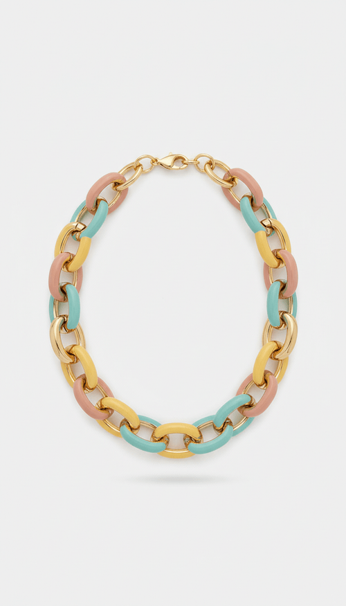 Collier épais plaqué or texturé - enzoaccessories
