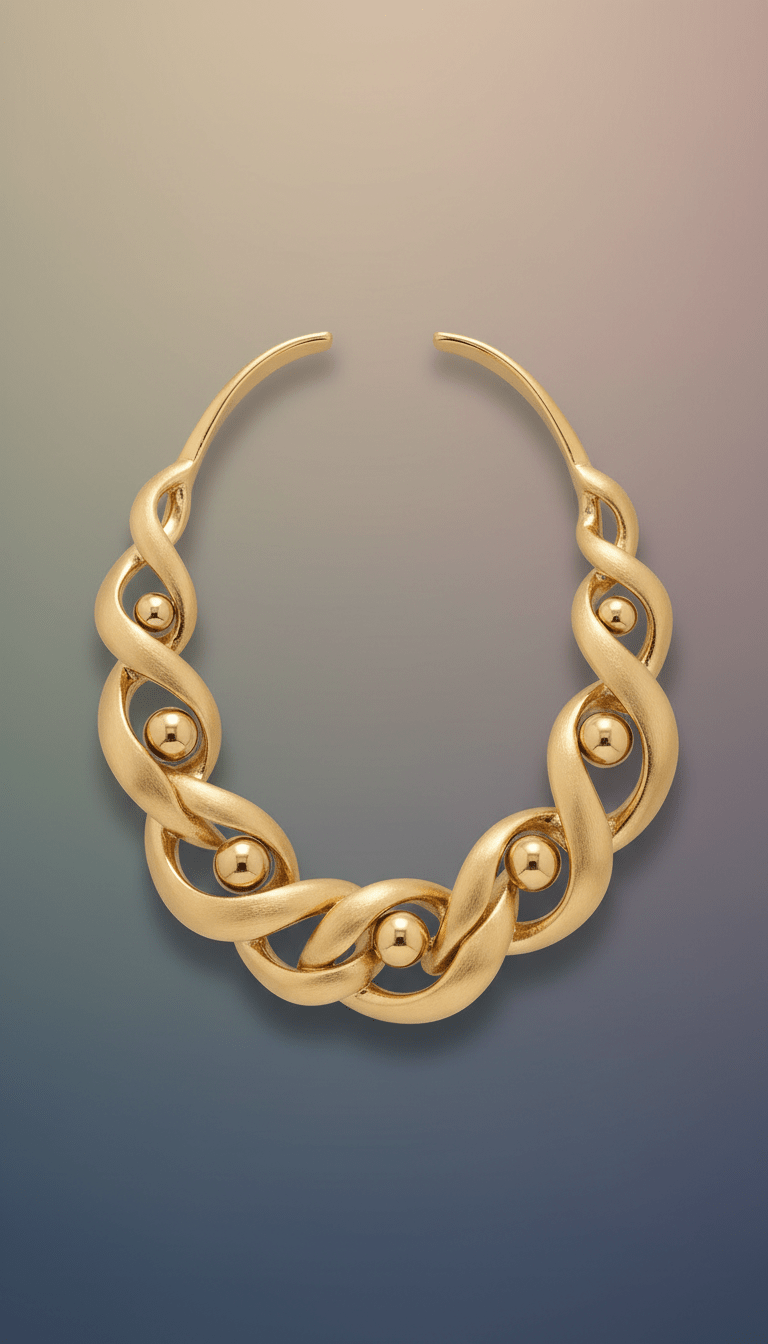 Collier sculptural doré à l’or fin - enzoaccessories