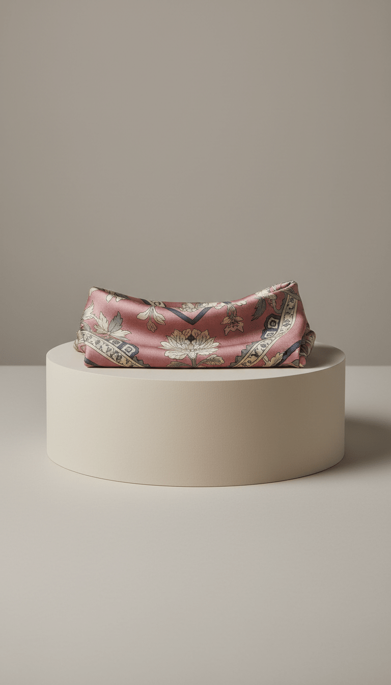 Foulard en soie imprimé Dusty Rose - enzoaccessories